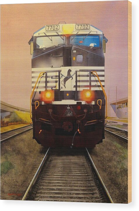 Watercolor Wood Print featuring the painting One Track Mind by Robert W Cook