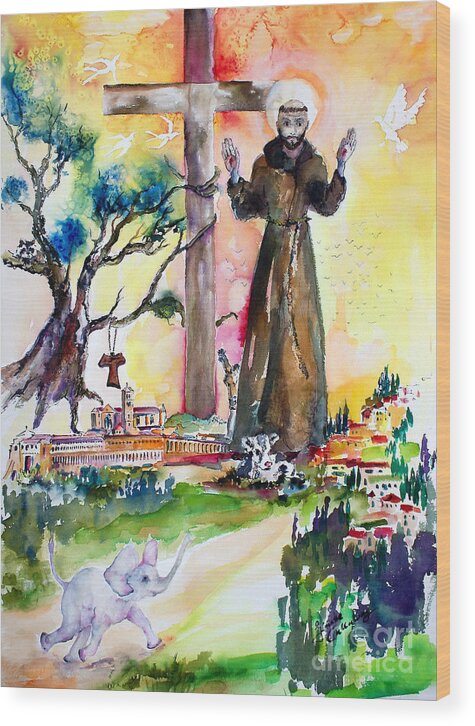 Italy Wood Print featuring the painting Saint Francis of Assisi Italy by Ginette Callaway