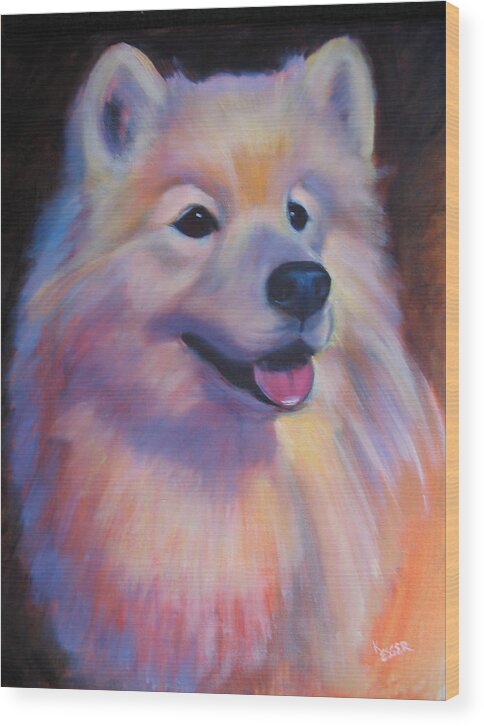 Samoyed Painting Wood Print featuring the painting Samoyed by Kaytee Esser
