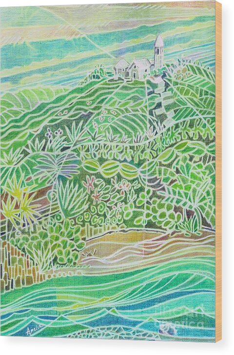 Bahamas Wood Print featuring the painting The Hermitage on Cat Island by Amelia Stephenson at Ameliaworks