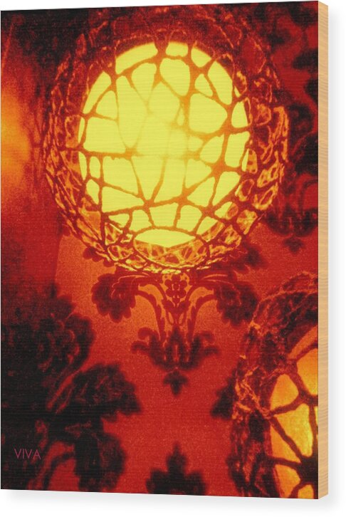 Light Fixture Wood Print featuring the photograph Bordello Night Lights by VIVA Anderson