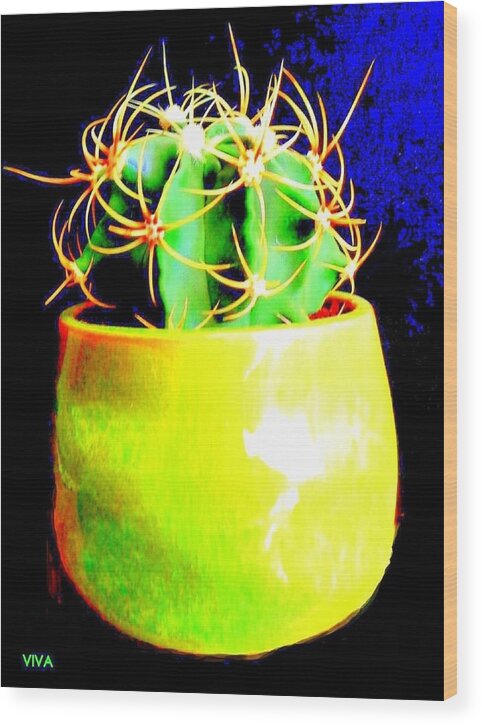 Cactus Contemporary Wood Print featuring the photograph Contemporary Cactus by VIVA Anderson