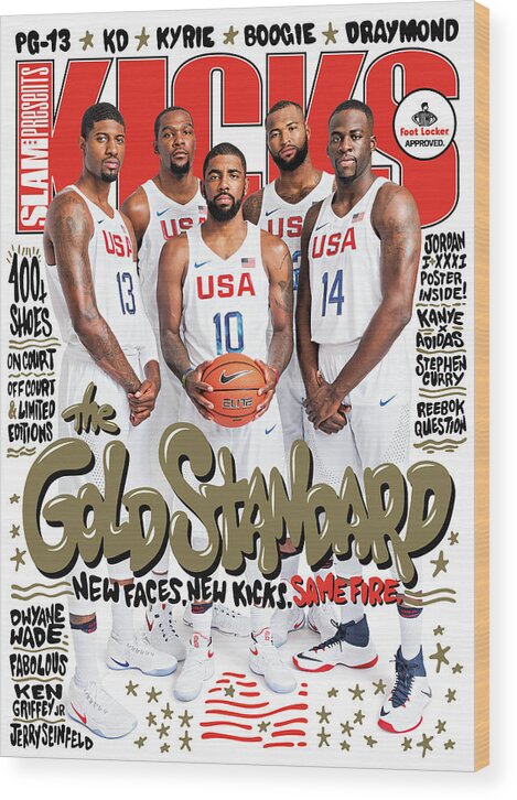 Paul George Wood Print featuring the photograph The Gold Standard: New Faces, New Kicks, Same Fire. SLAM Cover by Tom Medvedich
