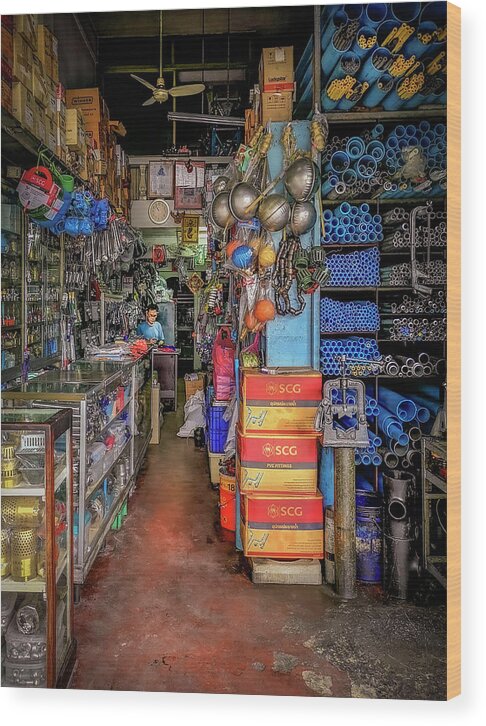 Fittings Wood Print featuring the photograph Aladdins Cave - Bangkok by Michael Lees