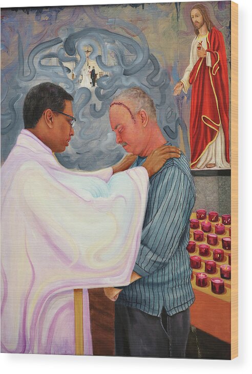 Fr. John Britto Wood Print featuring the painting Final Blessing by Richard Barone