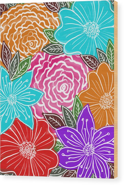 Flowers Wood Print featuring the digital art Flower Diversity by Bnte Creations