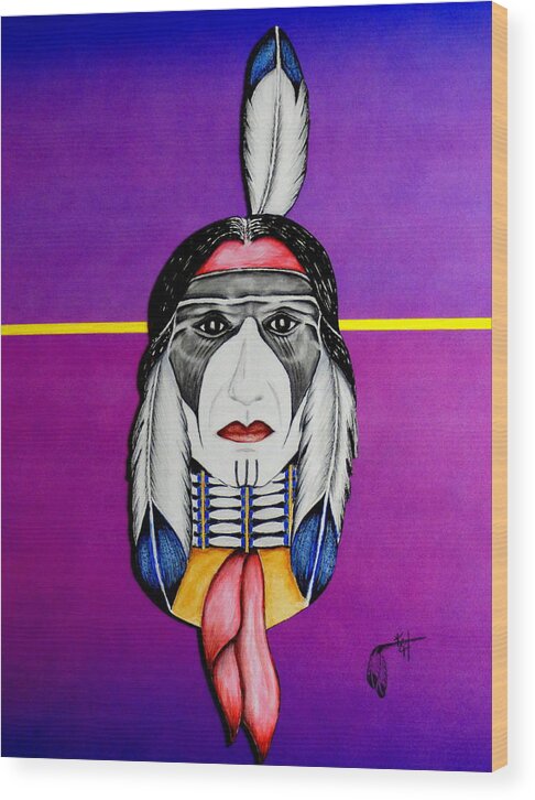 Shaman Wood Print featuring the mixed media Medicine Man by Kem Himelright