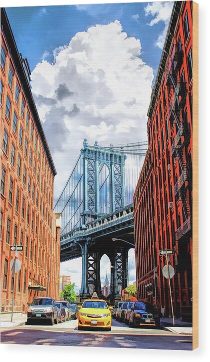 New York Wood Print featuring the painting Manhattan Bridge New York City by Christopher Arndt