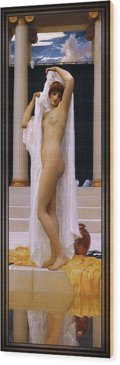 The Bath Of Psyche Wood Print featuring the painting The Bath of Psyche by Frederic Leighton by Rolando Burbon