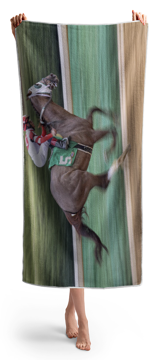 Down The Stretch - Horse Racing - Jockey Beach Towel