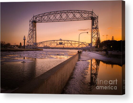 Sunset Over Aerial Lift Bridge Acrylic Print