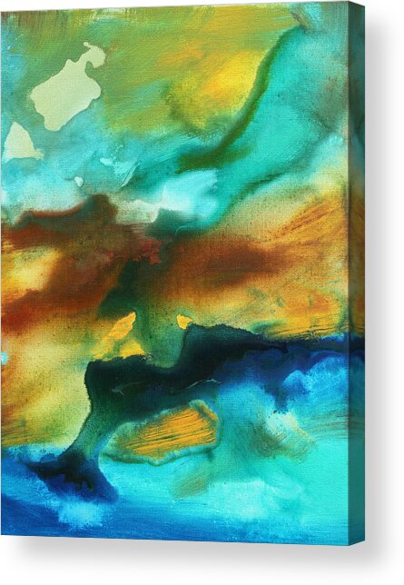 Abstract Art Colorful Turquoise Rust River Of Rust Ii By Madart Acrylic Print