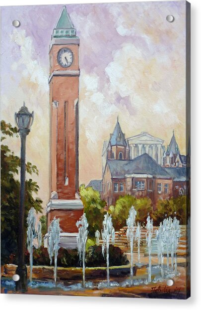 Slu Clock Tower In St.louis Painting by Irek Szelag
