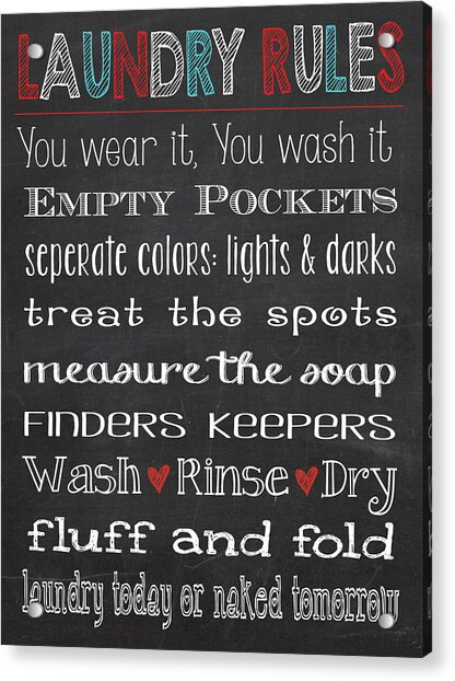 Laundry Room Rules Chalkboard Sign
