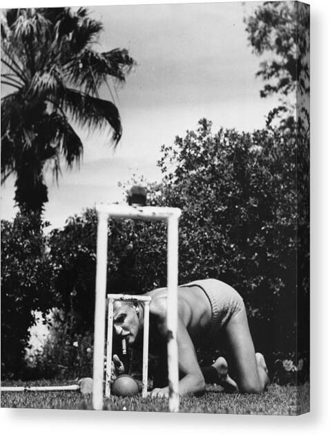 Tricky Shot Canvas Art Print by Slim Aarons