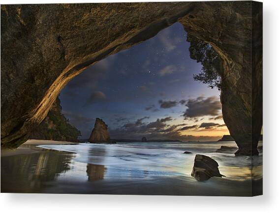Cathedral Cove Canvas Art Print by Yan Zhang