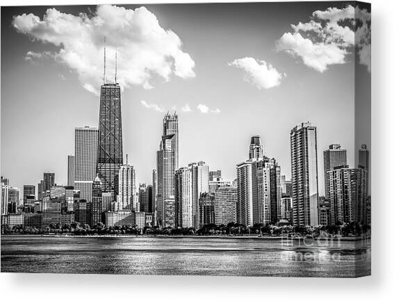 Chicago Skyline Picture in Black and White Canvas Art Print by Paul Velgos