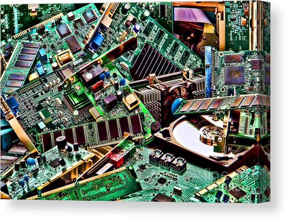 Colorful Circuit Board Chaos Canvas Print