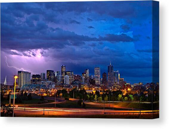 Denver Skyline Canvas Art Print by John K Sampson