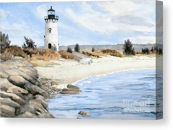 Edgartown Light - Marthas Vineyard Canvas Art Print by Steve Hamlin
