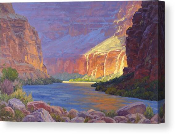 Sunlit Canyon River Scene Canvas Print