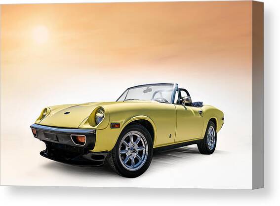 Vintage Yellow Convertible Car Canvas Print