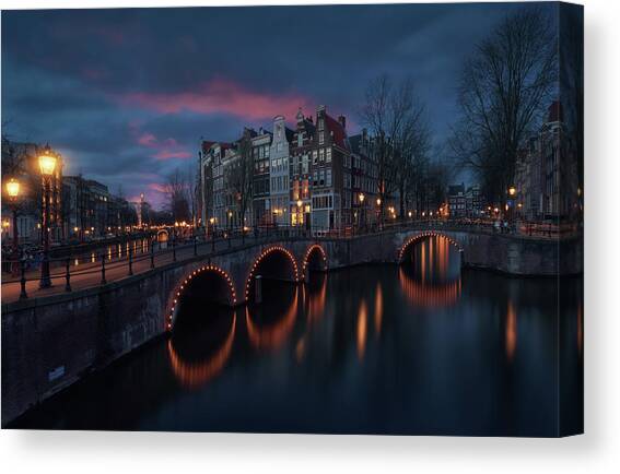 Amsterdam Canal at Twilight Canvas Print