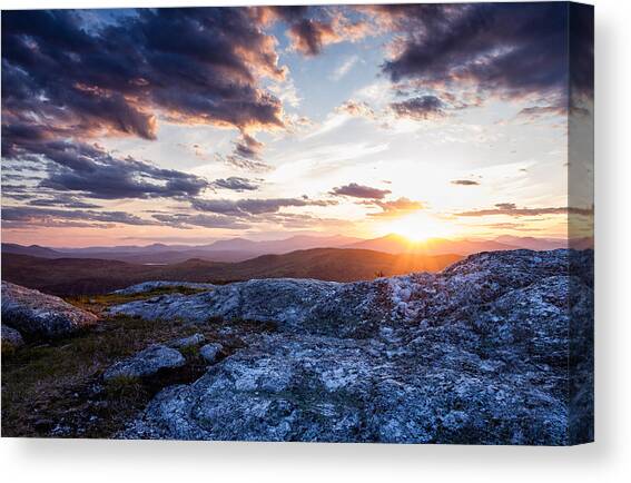 Last Rays. Sunset On Foss Mountain. Canvas Art Print by Jeff Sinon