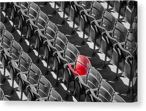 Lone Red Number 21 Fenway Park BW Canvas Art Print by Susan Candelario
