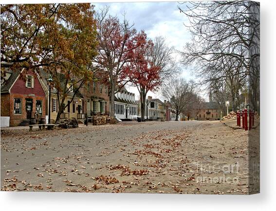 Historic Colonial Street in Autumn Canvas Print