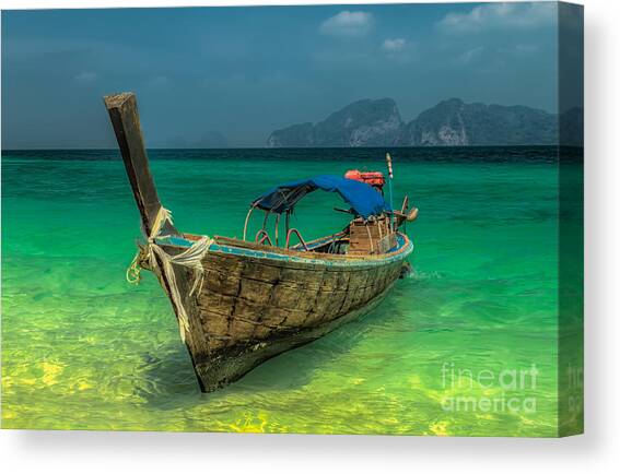 Long Tail Boat Thailand Canvas Art Print by Adrian Evans