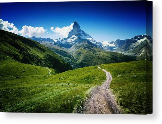 Mountain Landscape with Hiking Trail Canvas Print