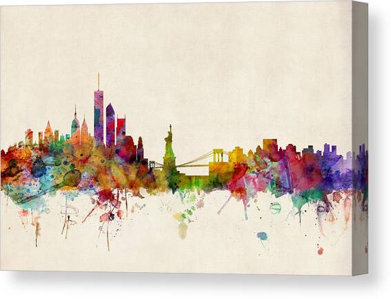 Canvas Print featuring the digital art New York Skyline by Michael Tompsett