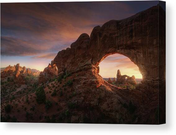 Majestic Desert Arch at Sunrise Canvas Print