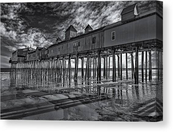 Old Orchard Beach Pier BW Canvas Art Print by Susan Candelario