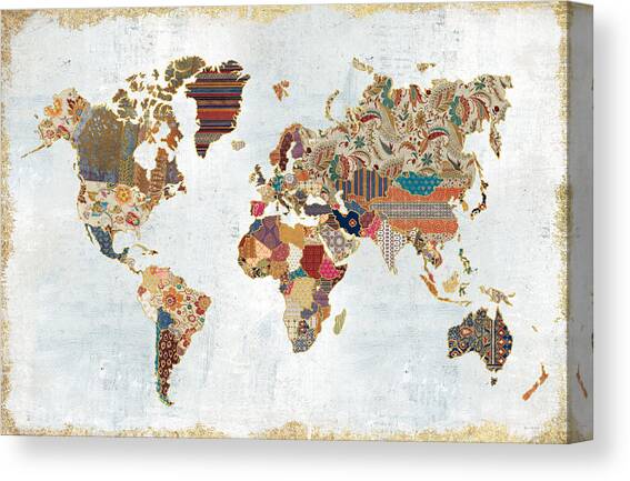 Pattern World Map Canvas Art Print by Laura Marshall