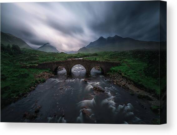 Ancient Stone Bridge at Dusk Canvas Print
