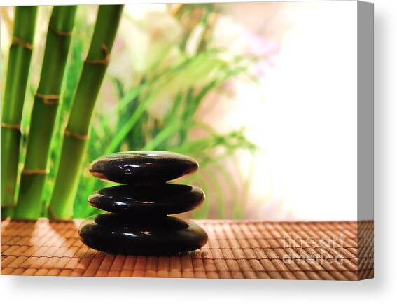 Zen Garden with Bamboo and Stones Canvas Print