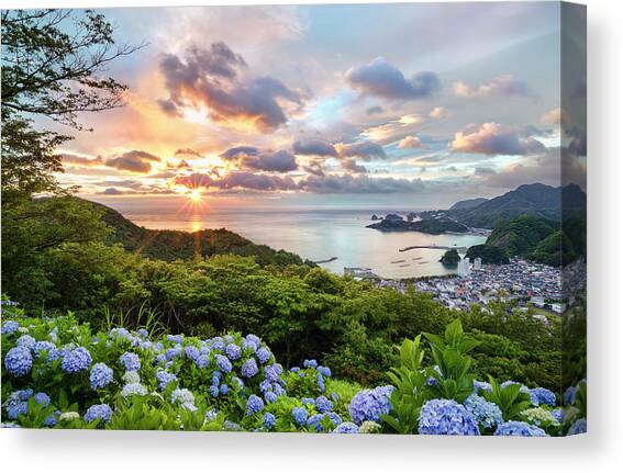 Sunset At Hydrangea Hills Canvas Art Print by Tommy Tsutsui