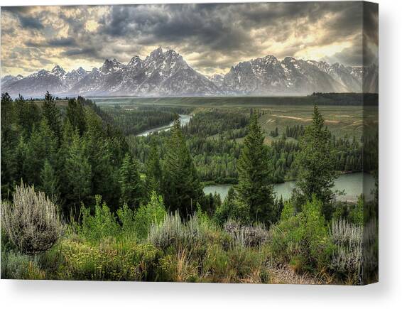 Majestic Mountain Range at Dusk Canvas Print