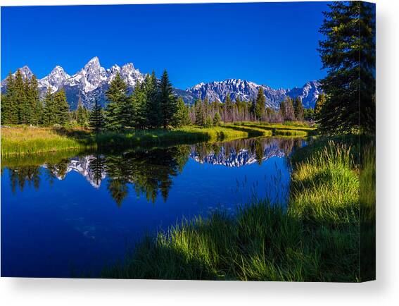 Majestic Mountain Range by the Lake Canvas Print