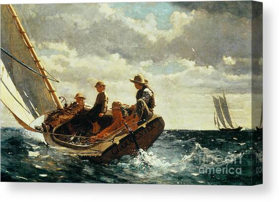 Breezing Up Canvas Art Print by Winslow Homer