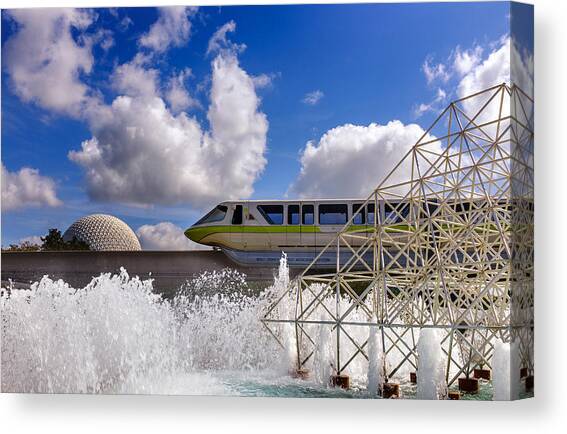 Monorail and Spaceship Earth Canvas Art Print by Chris Bordeleau