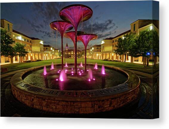 TCU Frog Fountain Canvas Art Print by Jonathan Davison