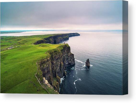 Aerial view of the scenic Cliffs of Moher in Ireland Canvas Art Print by Miroslav Liska