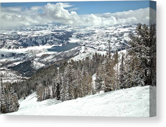 Bald Mountain View Of The Jordanelle Reservoir Canvas Art Print by Adam Jewell