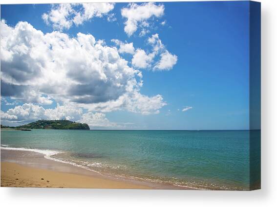Beautiful Beach And Dramatic Clouds Canvas Art Print by Jaminwell
