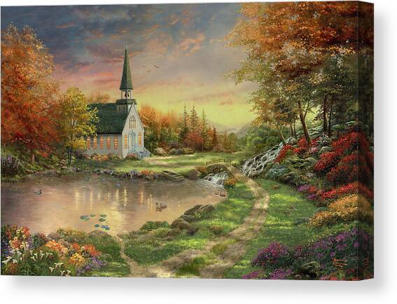 Chapel Of Reflection Canvas Art Print by Thomas Kinkade Studios