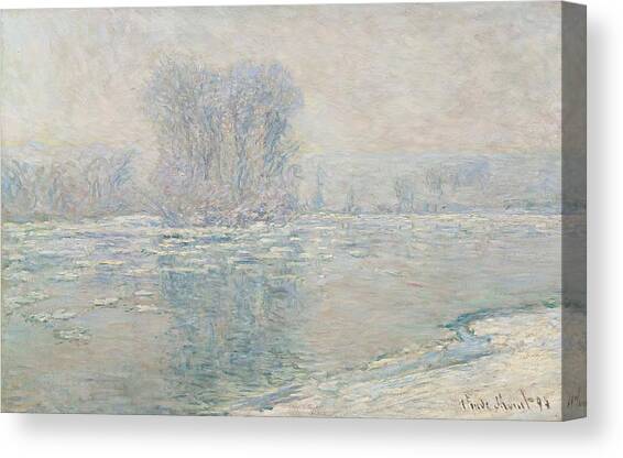 Glacons, Effet Blanc Canvas Art Print by Claude Monet