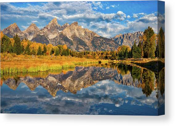 Fall Reflections in the Tetons #1 Canvas Art Print by Darren White